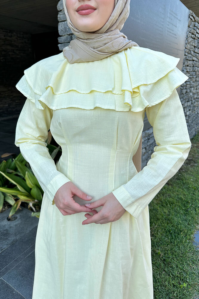 Zenya Kat Kat Elbise - Sarı - HENZA (2)