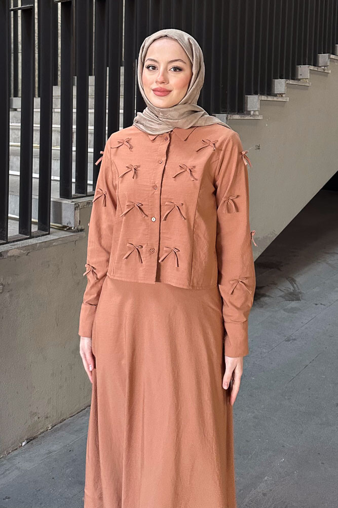 Zeus Fiyonk Detaylı Etek Takım - Taba - LİNE (1)